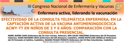 Efectividad de la consulta telemática enfermera en la captación activa de la vacuna antimeningocócica ACWY-TT